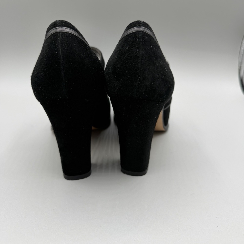 Salvatore Ferragamo Size 6C Black Calf Suede Heeled Mary Jane Designer Pumps - Picture 5 of 15